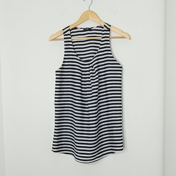 Jacob Women's Black White Striped Sleeveless Scoop Neck Business Casual Tank Top - Picture 3 of 11